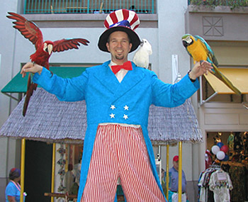 Uncle Sam with some fine feathered friends.